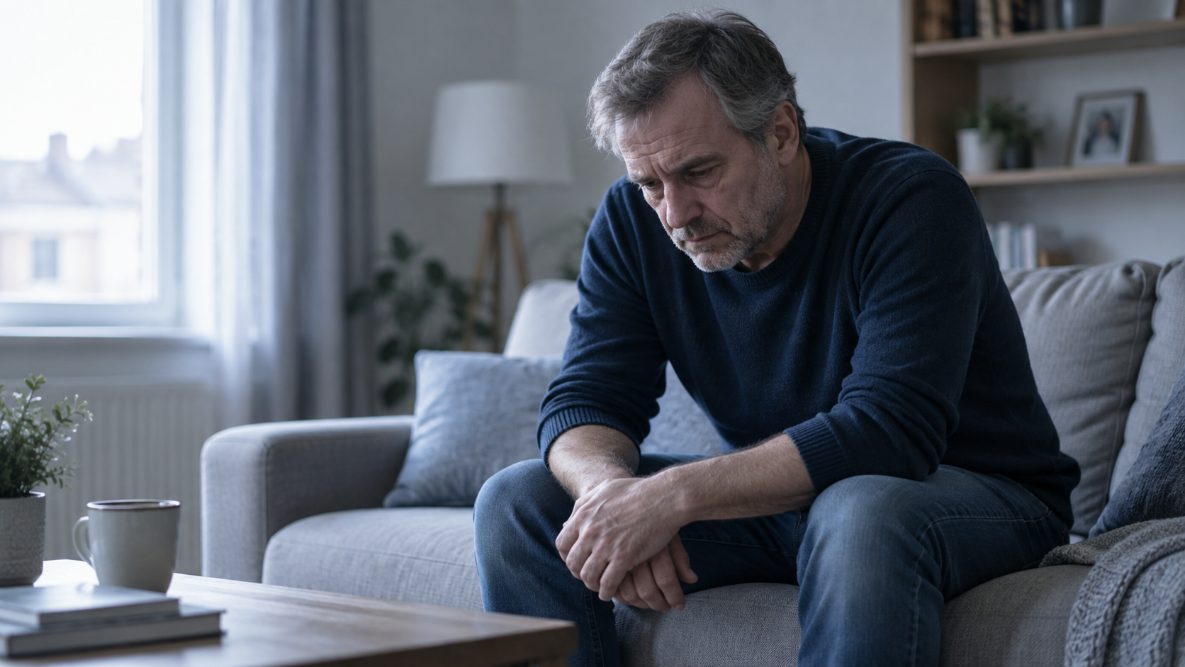 Homme éprouvant une profonde fatigue émotionnelle et cherchant du soutien